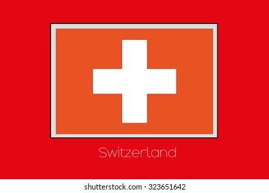 A Flag Illustration on a Red Background of the country of Switzerland