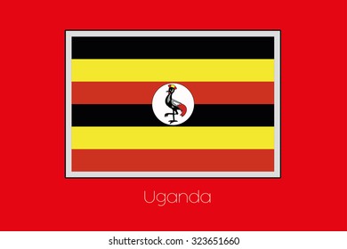 A Flag Illustration on a Red Background of the country of Uganda