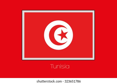 A Flag Illustration on a Red Background of the country of Tunisia