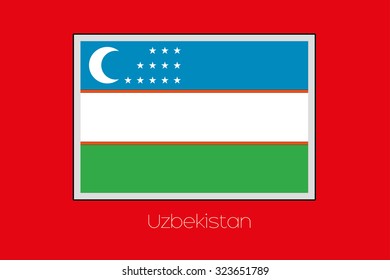 A Flag Illustration on a Red Background of the country of Uzbekistan