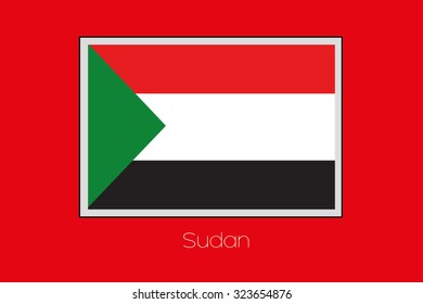 A Flag Illustration on a Red Background of the country of Sudan