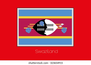 A Flag Illustration on a Red Background of the country of Swaziland