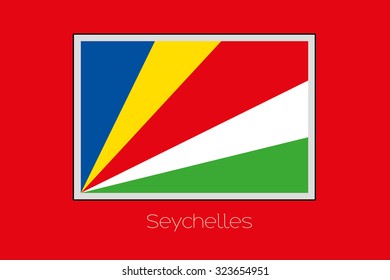 A Flag Illustration on a Red Background of the country of Seychelles