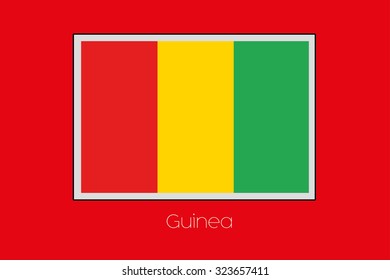 A Flag Illustration on a Red Background of the country of Guinea
