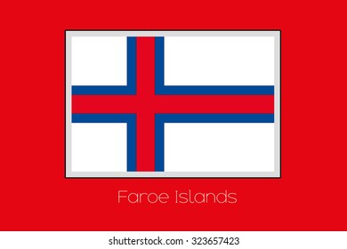 A Flag Illustration on a Red Background of the country of Faroe Islands