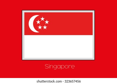 A Flag Illustration on a Red Background of the country of Singapore
