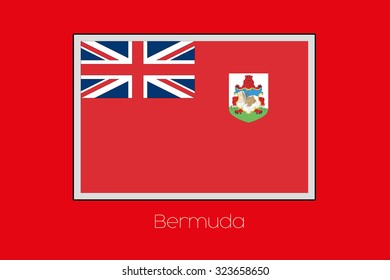 A Flag Illustration on a Red Background of the country of Bermuda