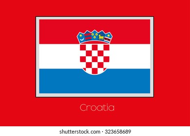 A Flag Illustration on a Red Background of the country of Croatia