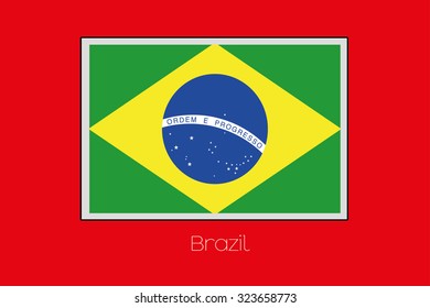 A Flag Illustration on a Red Background of the country of Brazil
