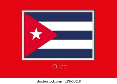 A Flag Illustration on a Red Background of the country of Cuba