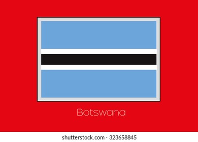 A Flag Illustration on a Red Background of the country of Botswana