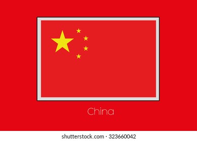 A Flag Illustration on a Red Background of the country of China