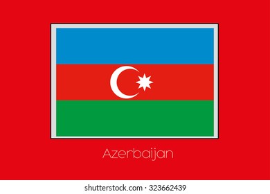 A Flag Illustration on a Red Background of the country of Azerbaijan