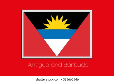 A Flag Illustration on a Red Background of the country of Antigua and Barbuda