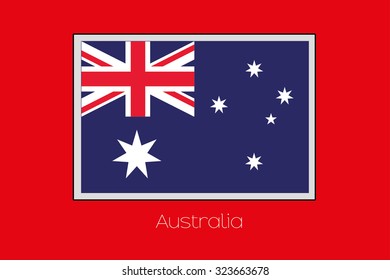 A Flag Illustration on a Red Background of the country of Australia