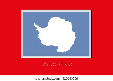 A Flag Illustration on a Red Background of the country of Antartica