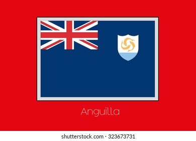 A Flag Illustration on a Red Background of the country of Anguilla