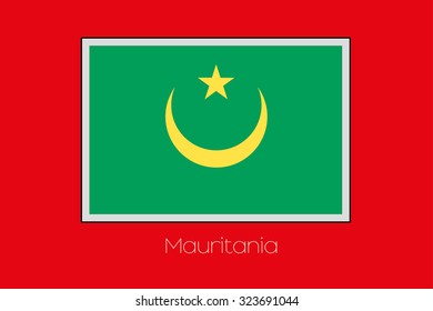 A Flag Illustration on a Red Background of the country of Mauritania