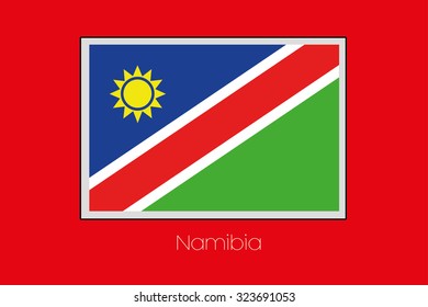 A Flag Illustration on a Red Background of the country of Namibia