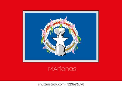 A Flag Illustration on a Red Background of the country of Marianas