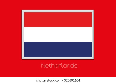 A Flag Illustration on a Red Background of the country of Netherlands
