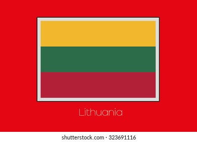 A Flag Illustration on a Red Background of the country of Lithuania