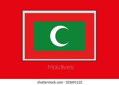 A Flag Illustration on a Red Background of the country of Maldives