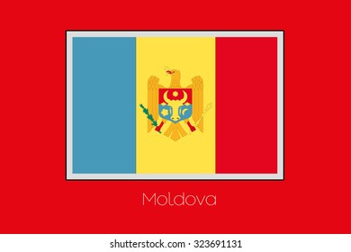 A Flag Illustration on a Red Background of the country of Moldova