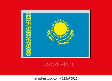 A Flag Illustration on a Red Background of the country of Kazakhstan