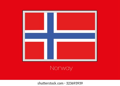 A Flag Illustration on a Red Background of the country of Norway