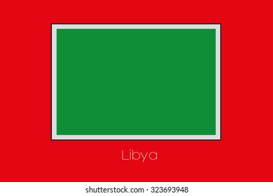 A Flag Illustration on a Red Background of the country of Libya