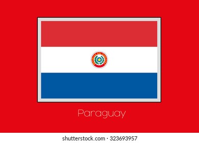 A Flag Illustration on a Red Background of the country of Paraguay