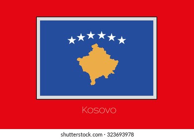 A Flag Illustration on a Red Background of the country of Kosovo