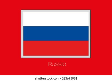 A Flag Illustration on a Red Background of the country of Russia