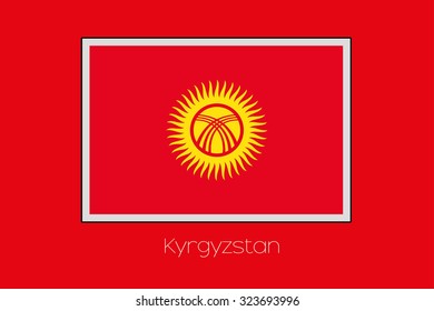 A Flag Illustration on a Red Background of the country of Kyrgyzstan