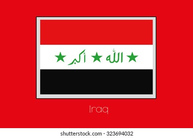 A Flag Illustration on a Red Background of the country of Iraq
