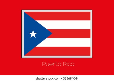 A Flag Illustration on a Red Background of the country of Puerto Rico