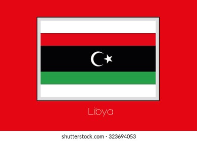 A Flag Illustration on a Red Background of the country of Libya