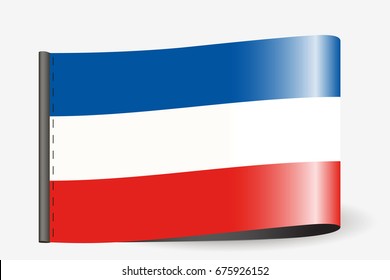 A Flag Illustration on a textile label for the country of  Yugoslavia