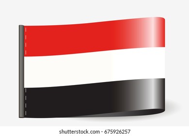 A Flag Illustration on a textile label for the country of  Yemen