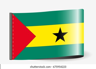 A Flag Illustration on a textile label for the country of  Sao Tome E Principe