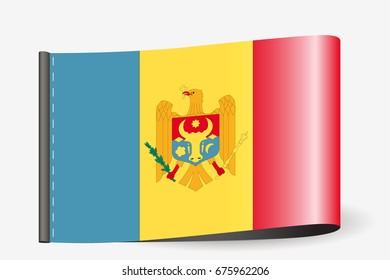 A Flag Illustration on a textile label for the country of  Moldova