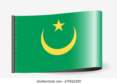 A Flag Illustration on a textile label for the country of  Mauritania