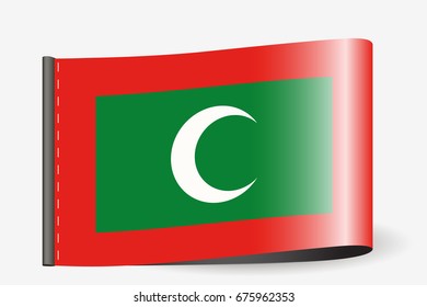 A Flag Illustration on a textile label for the country of  Maldives