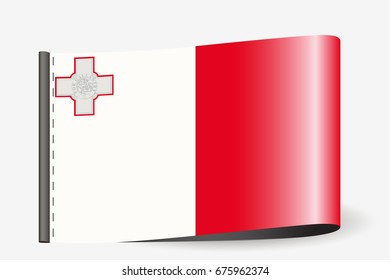 A Flag Illustration on a textile label for the country of  Malta