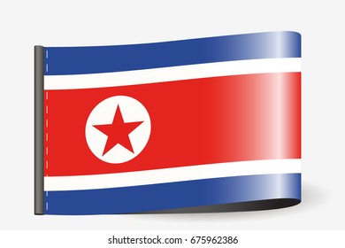 A Flag Illustration on a textile label for the country of  North Korea