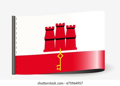 A Flag Illustration on a textile label of  Gibraltar