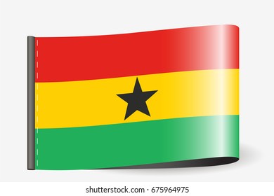 A Flag Illustration on a textile label for the country of  Ghana
