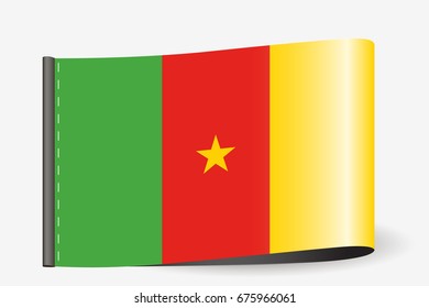 A Flag Illustration on a textile label for the country of  Cameroon