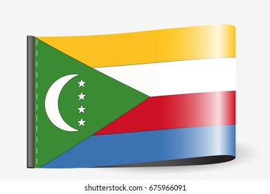 A Flag Illustration on a textile label for the country of  Comoros